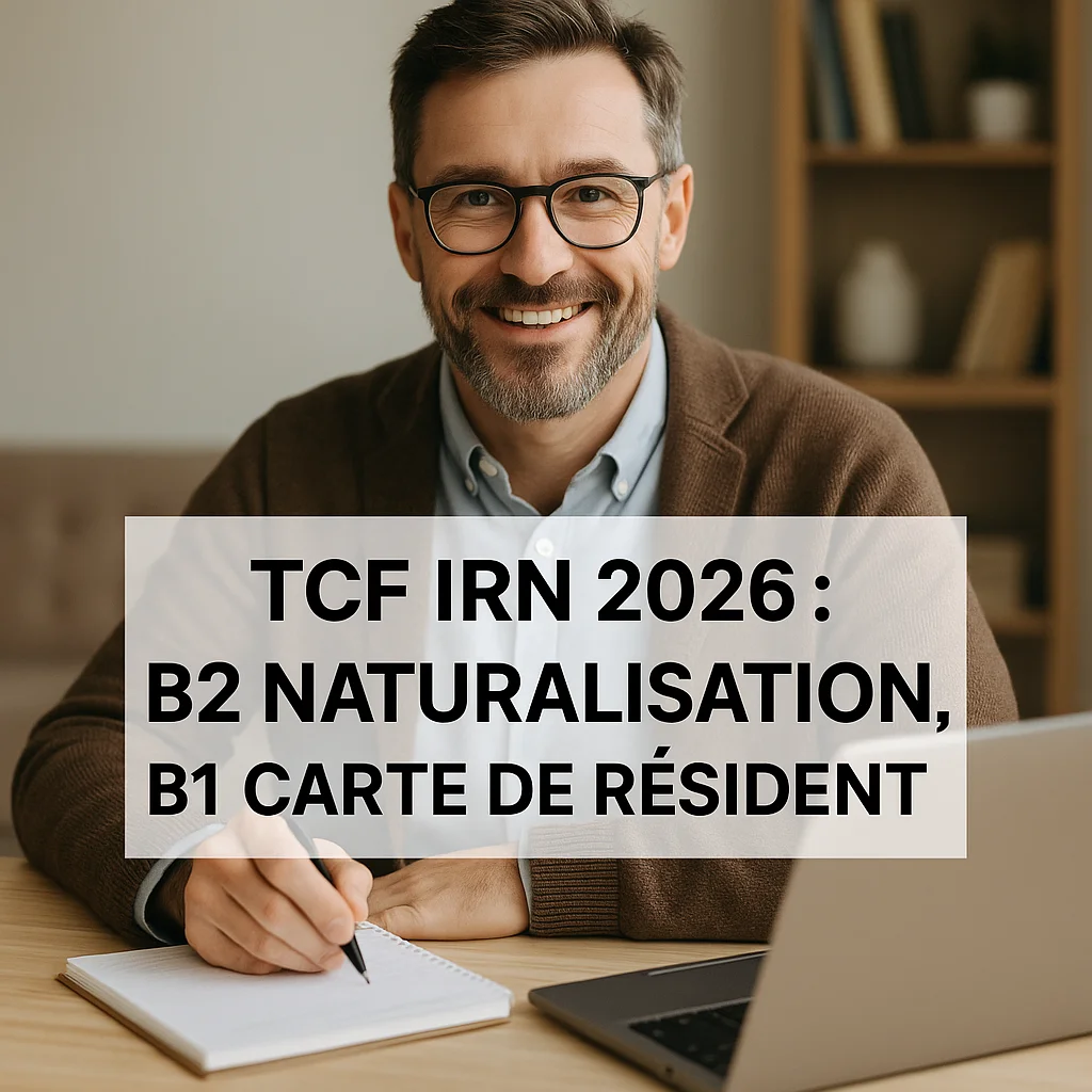 TCF IRN 2026 B2 naturalisation, B1 carte de résident